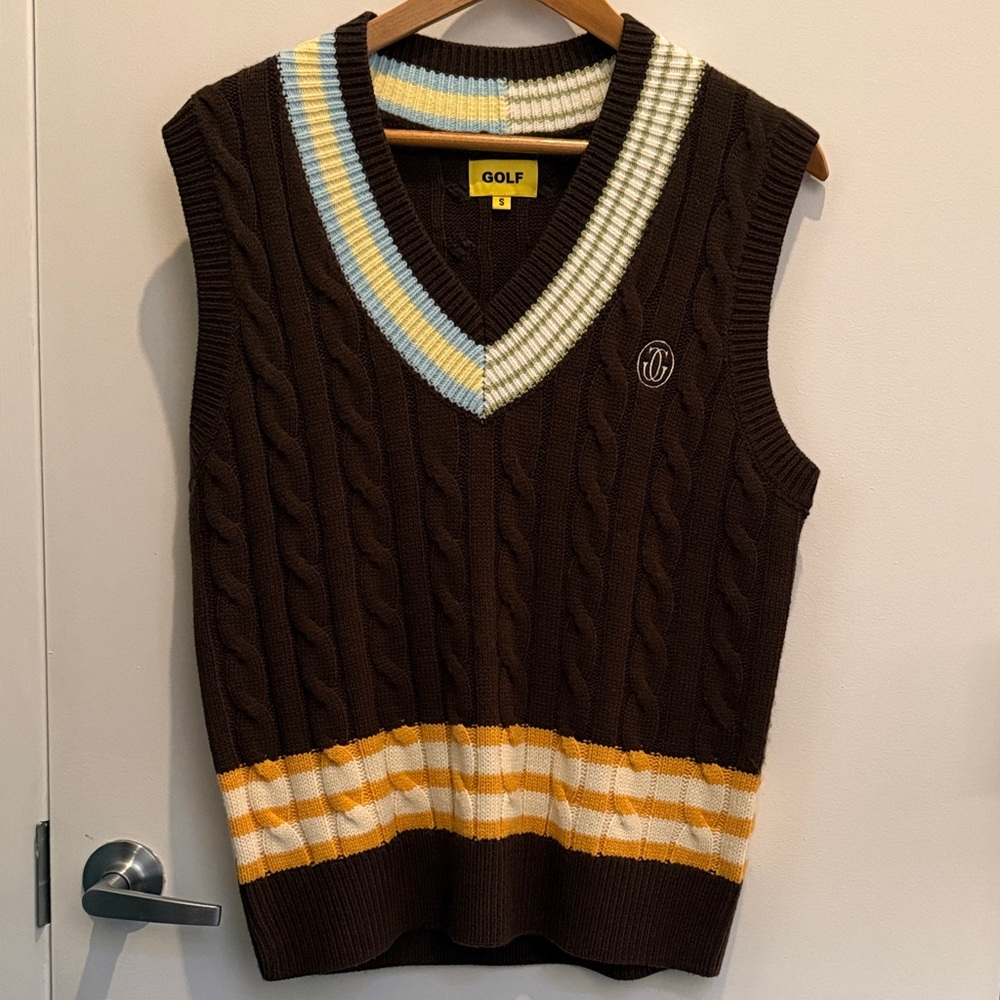 Brown Cable Knit Sweater Vest